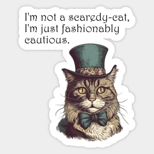 Fashionably Cautious Feline Sticker